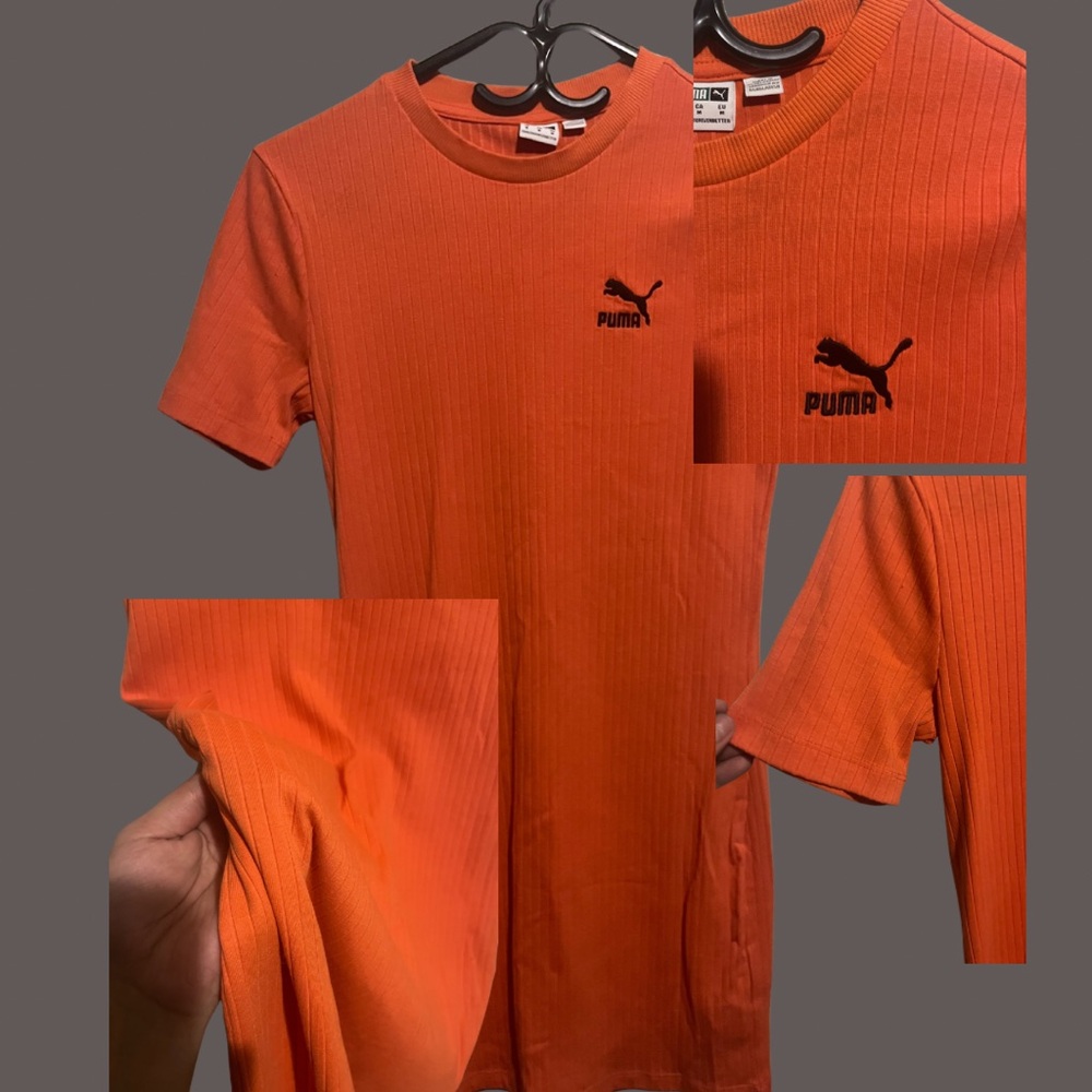Puma Orange Ribbed T-Shirt Dress